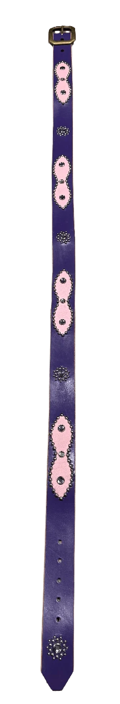 Studded 'Pink Leather/ Sun Gem' Purple Belt - Image 2