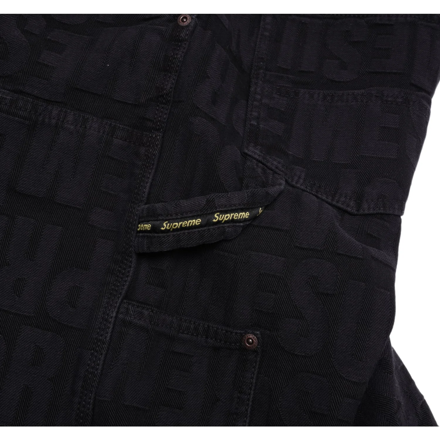 Supreme Repeat Jacquard Double Knee Denim Short Black - Image 5