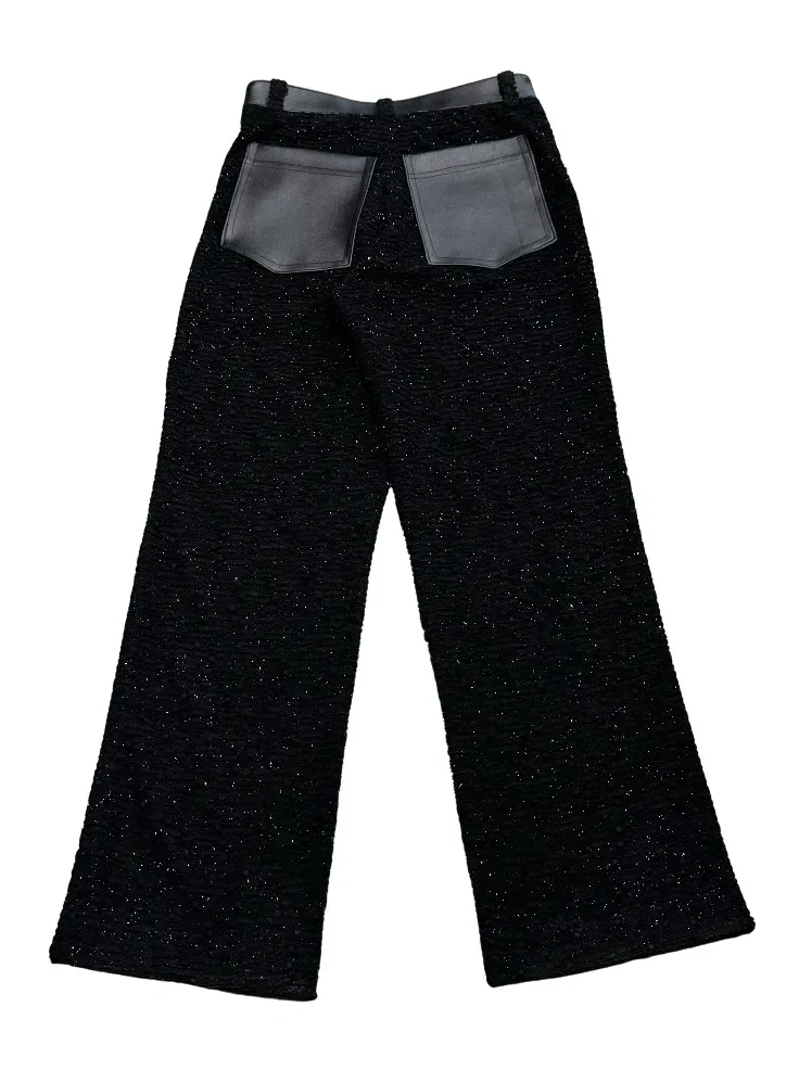 Tokyo James Leather Pocket Glitter Trousers - Image 2