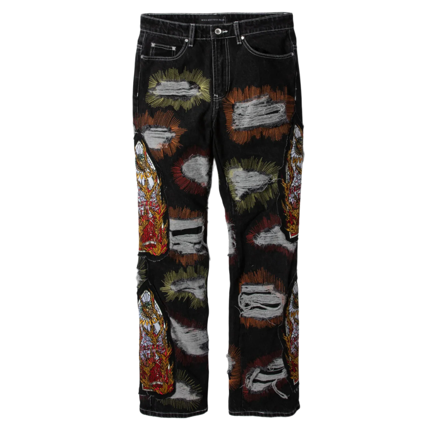 Who Decides War 'Black' All Over Embroidered Jeans