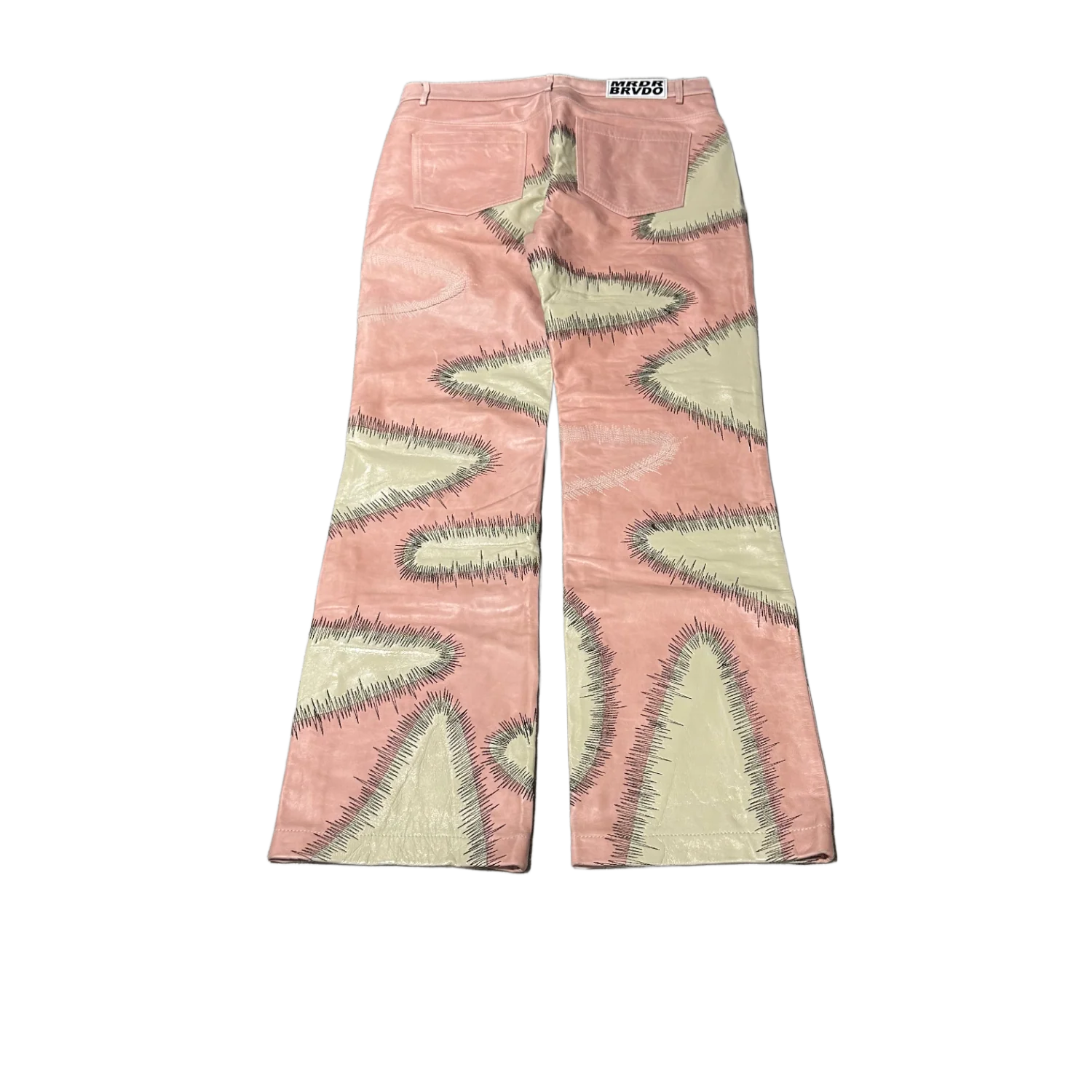 Who Decides War 'Pink/White' Leather Bootcut Pants - Image 2